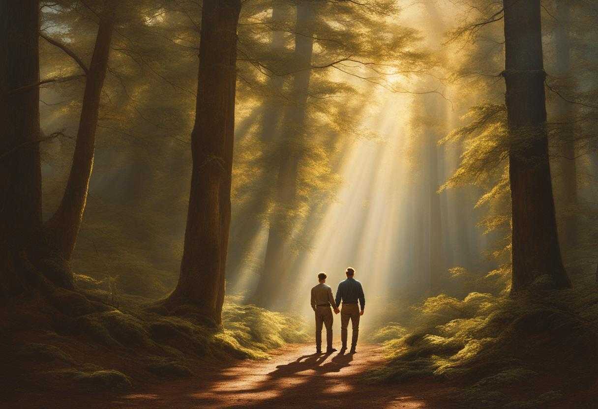 Father-and-son-stand-together-in-a-sunlit-forest-exuding-strength-hope-and-unity_idol