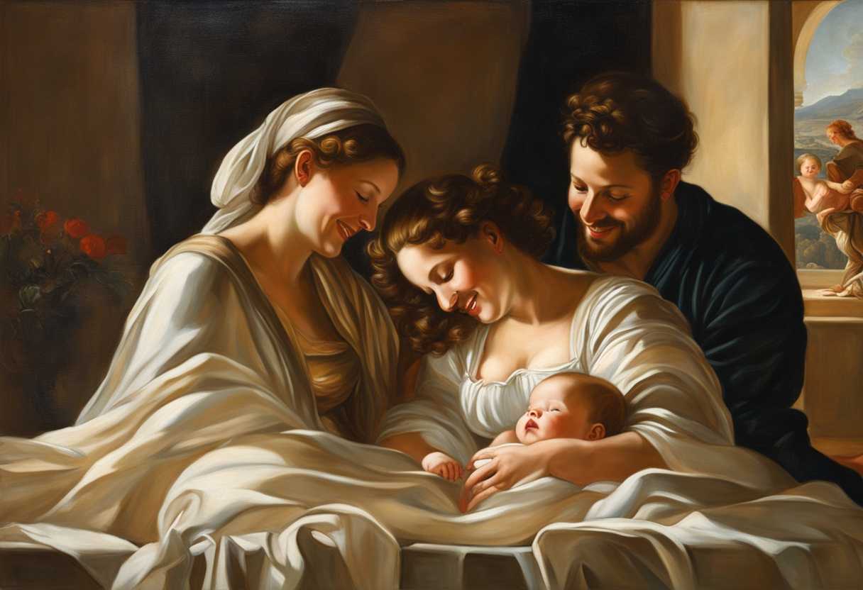 A-sunlit-room-a-baby-in-blankets-parents-sharing-tender-smiles-and-laughter_bqzh