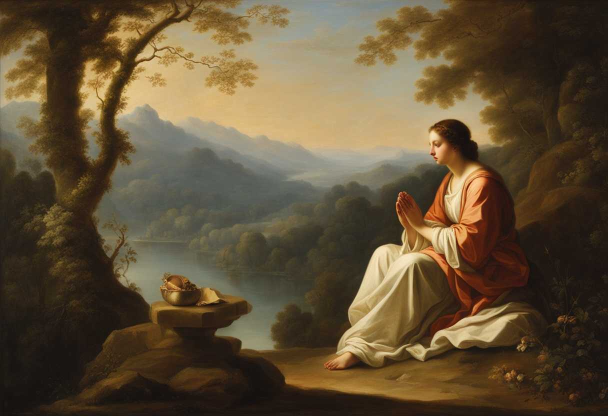 A-serene-figure-in-prayer-illuminated-by-soft-light-surrounded-by-tranquil-nature_uhrj
