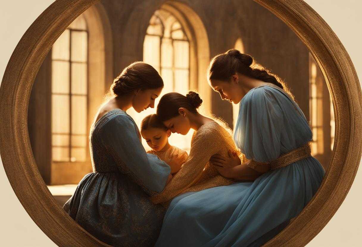 family-praying-together-warm-glow-of-setting-sun-soft-golden-light-circle-heads-bowed-in-prayer-_pydb