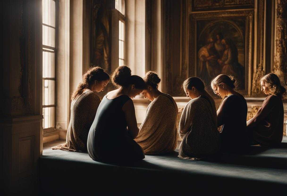 group-of-single-moms-heads-bowed-in-prayer-determination-resilience-soft-light-filtering-through_qbtd
