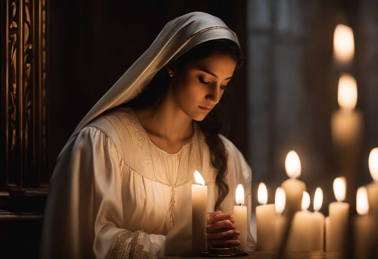 A-grieving-sister-prays-in-a-softly-lit-sanctuary-surrounded-by-flickering-candles_nmin