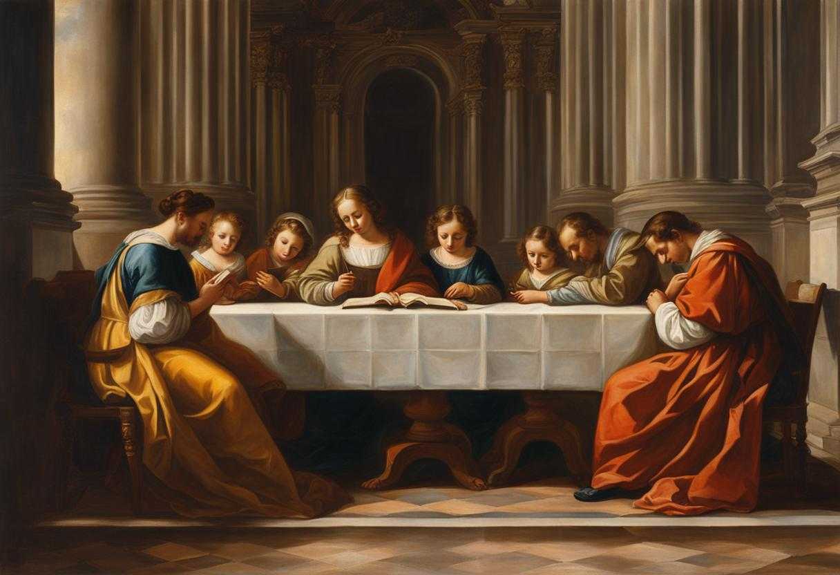 Family-prayer-before-exams-heads-bowed-serene-unity-academic-support-empowering-bond_ootg