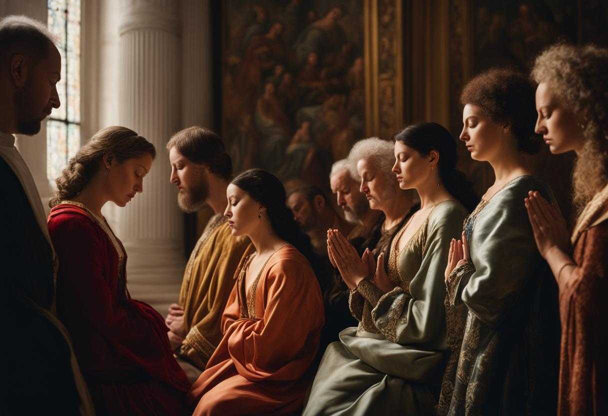 A-diverse-group-of-individuals-eyes-closed-in-prayer-bathed-in-soft-light_euyj