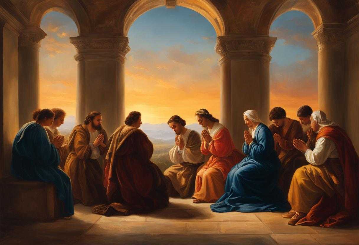 A-diverse-group-of-individuals-pray-together-at-sunset-united-in-faith-and-support_wmow