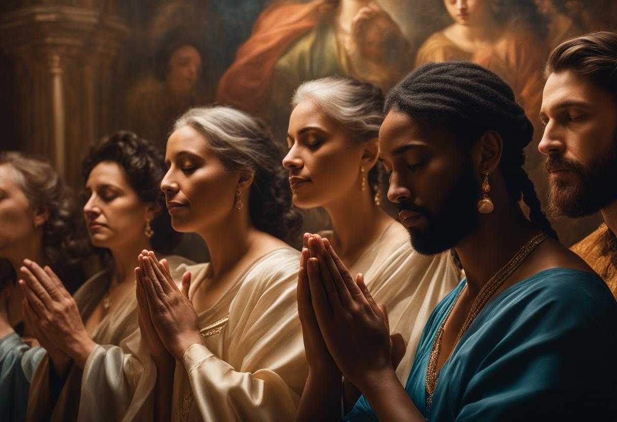 A-diverse-group-of-individuals-pray-together-faces-aglow-in-soft-light-embodying-faith-and-resilie_hvwg