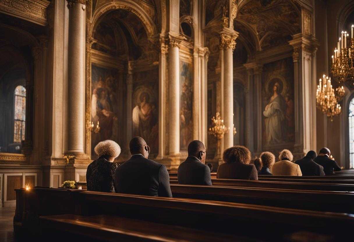 A-diverse-group-prays-in-a-serene-church-heads-bowed-hands-clasped-bathed-in-soft-light_lizq