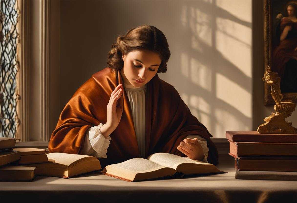 Student-in-prayer-at-desk-book-open-bathed-in-soft-light-exuding-reverence-and-determination_koca
