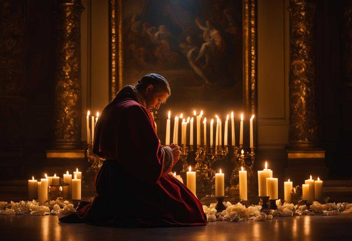 A-figure-kneels-in-a-dimly-lit-room-surrounded-by-flickering-candles-deep-in-prayer_sfdr