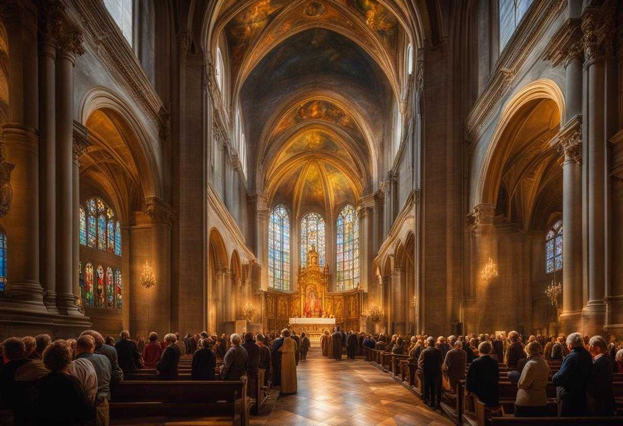 People-gather-in-a-church-bathed-in-light-from-stained-glass-praying-together-with-solemn-unity_mtwz