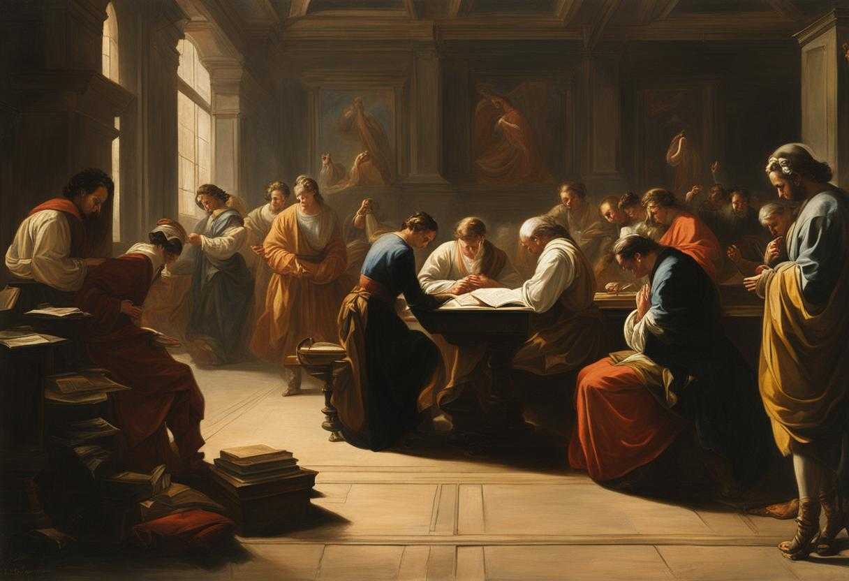 Workers-in-a-dimly-lit-office-heads-bowed-in-prayer-seeking-divine-guidance-and-protection_tzyw
