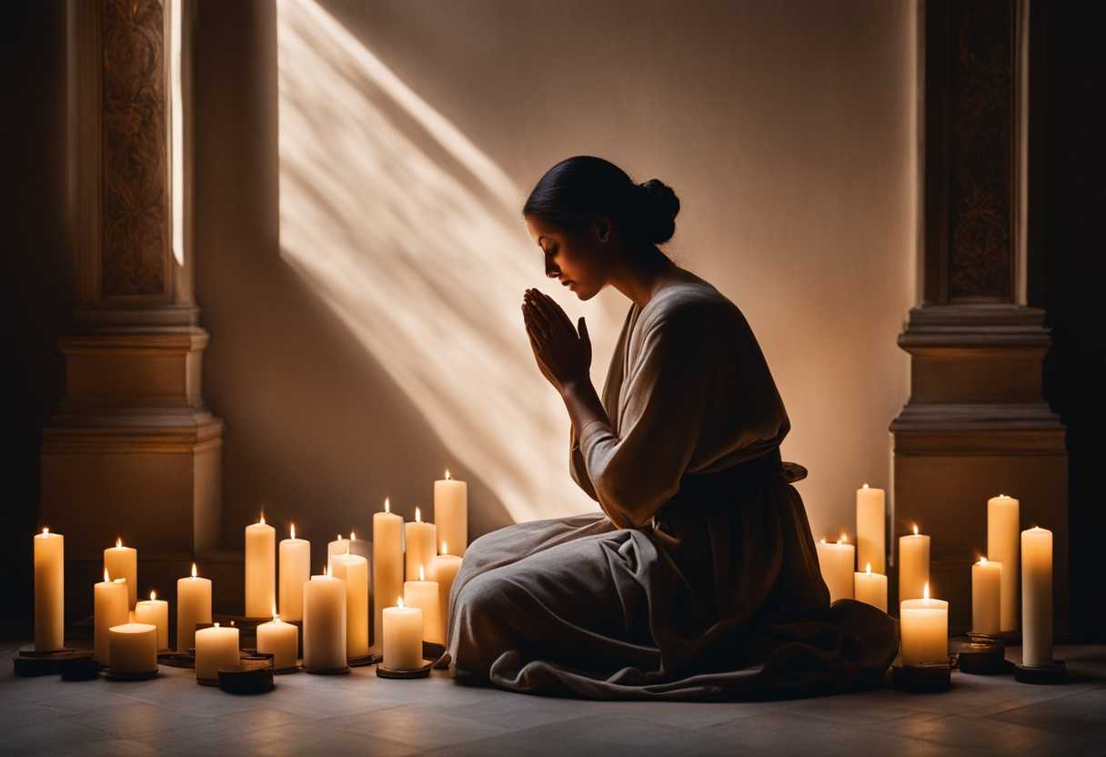 A-person-prays-in-soft-light-surrounded-by-flickering-candles-and-tranquil-shadows_ueoc