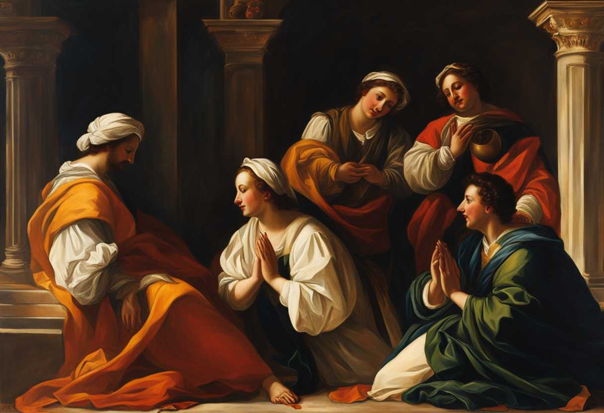 Friends-in-prayer-under-sunlight-vibrant-clothing-laughter-nearby-unity-and-joy-captured_uqpd