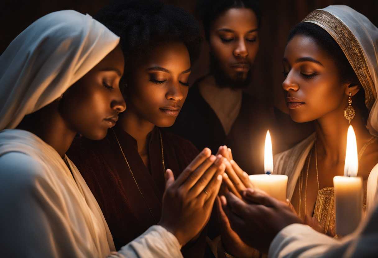 A-diverse-group-prays-together-hands-clasped-in-a-warm-candlelit-atmosphere-of-hope_ajrj
