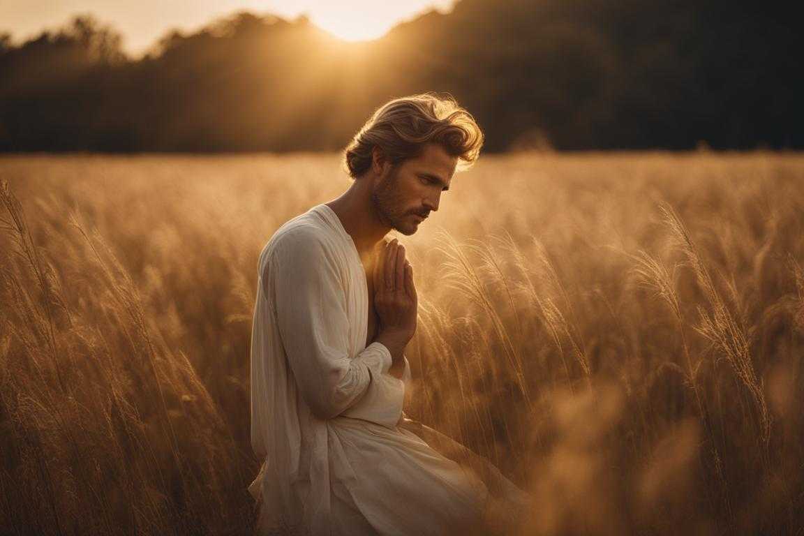 portrait-of-a-man-in-a-field-golden-sunlight-prayer-contemplation-wind-tousling-hair-peaceful-e