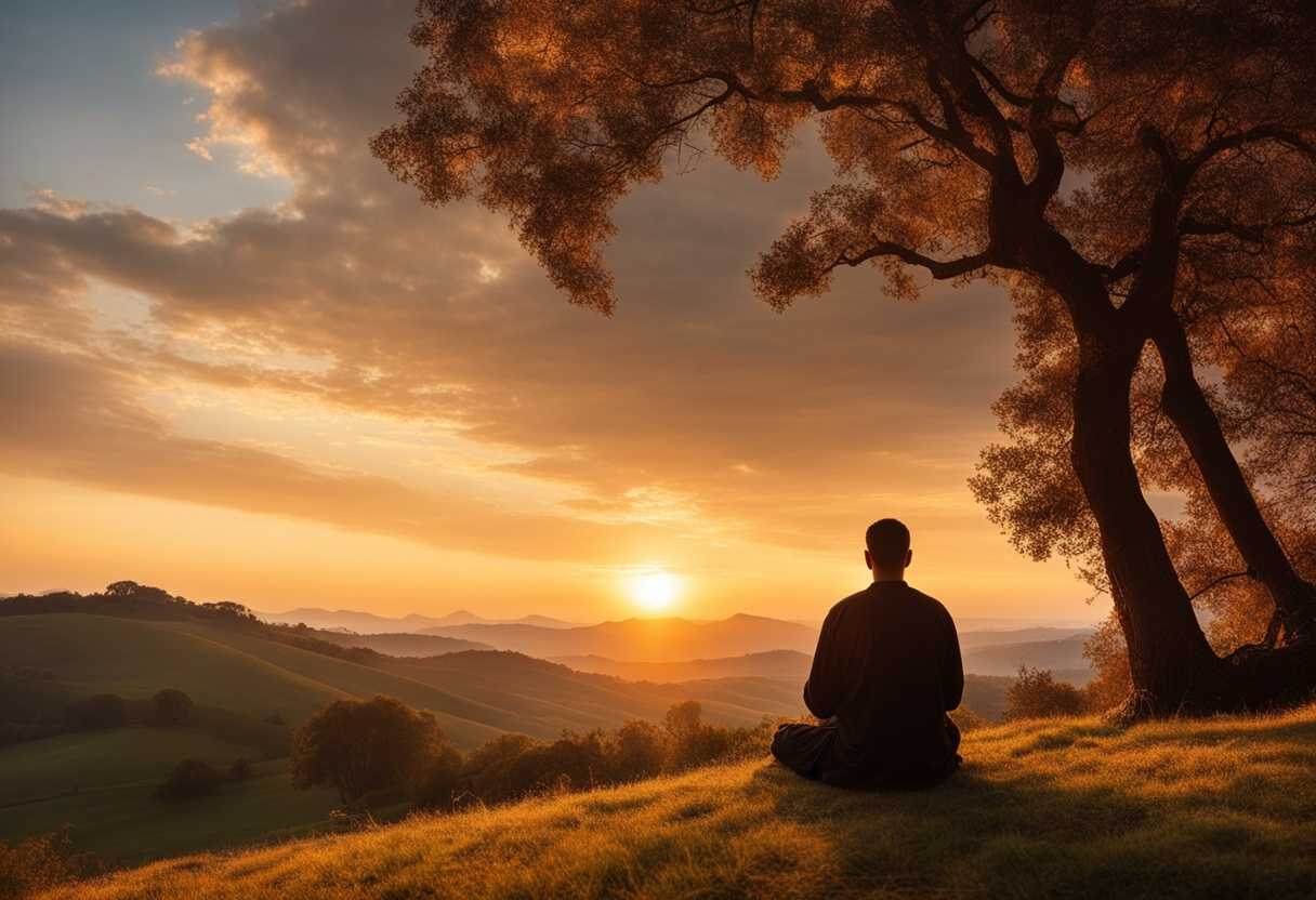 Serene-landscape-at-sunset-person-meditating-surrounded-by-nature-s-beauty-peaceful-warm-colors-_hkto