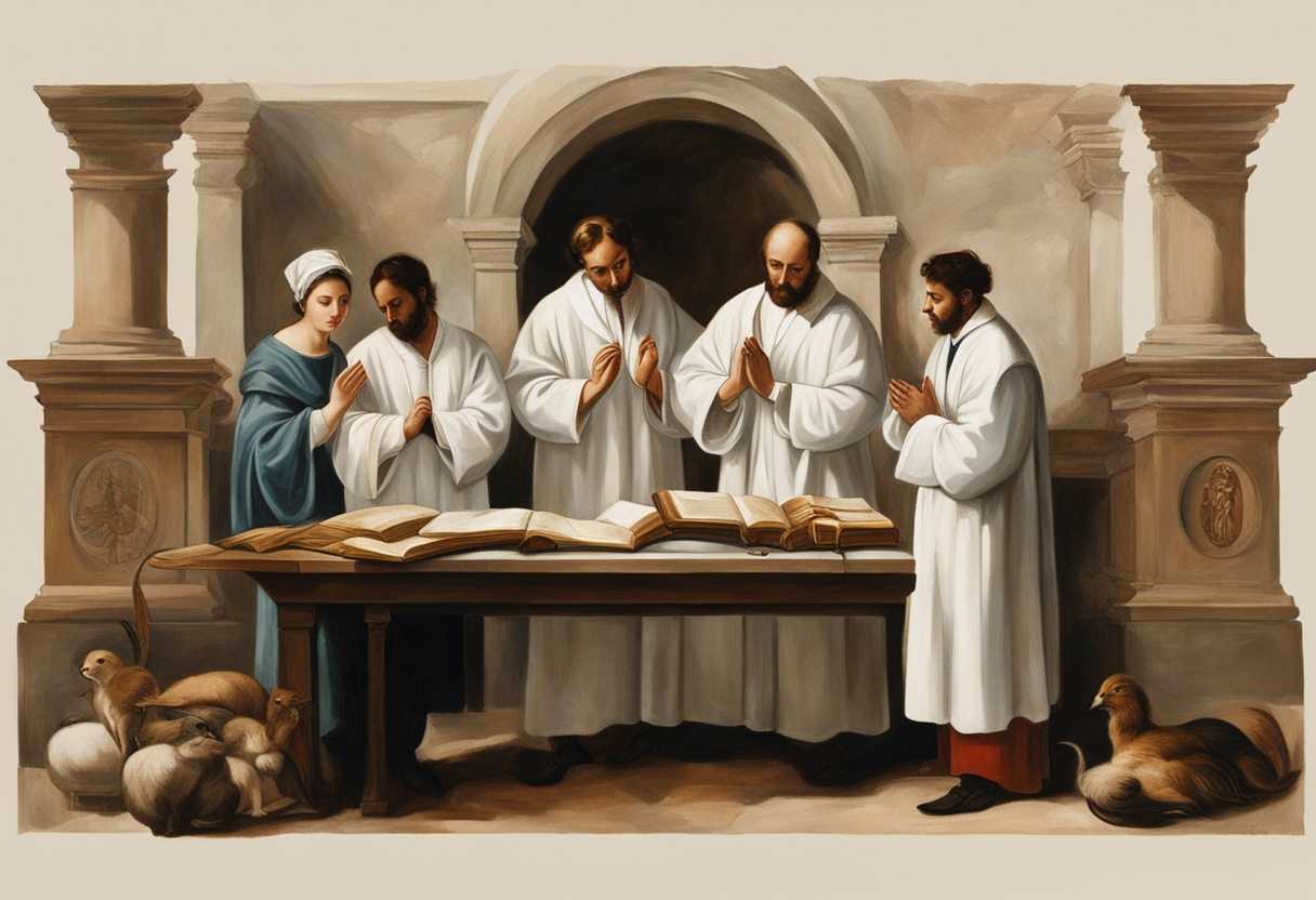 Doctors-in-white-coats-surrounded-by-healing-symbols-praying-for-safety-serene-atmosphere-hopefu_wpdw