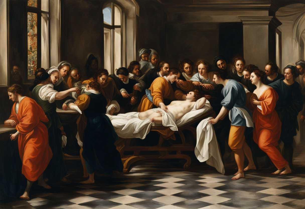 A-dedicated-medical-team-in-scrubs-collaborates-passionately-in-a-bustling-hospital-setting_shdf