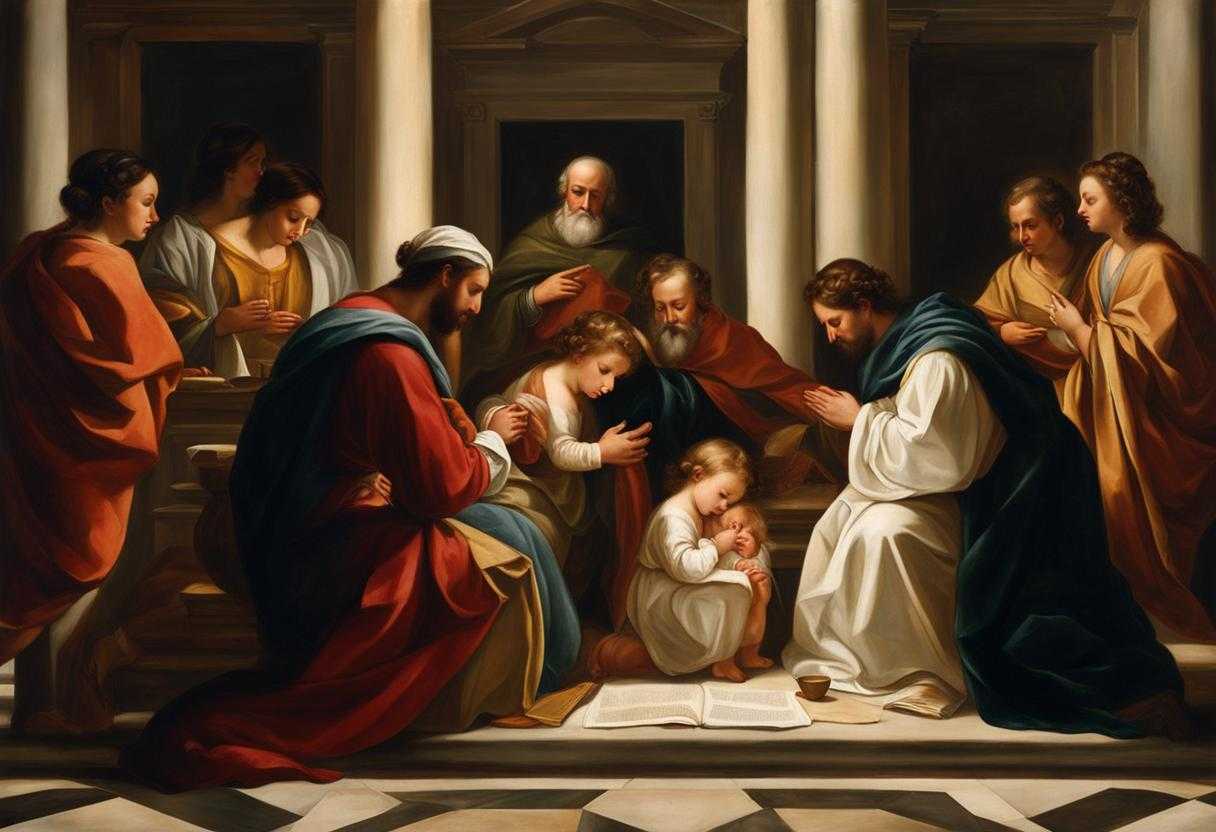 Child-family-medical-team-gather-for-a-prayer-serene-atmosphere-vulnerability-and-hope-worry-an