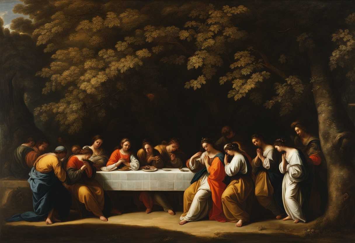 A-serene-gathering-under-trees-individuals-praying-with-clasped-hands-eyes-closed-in-unity_regj