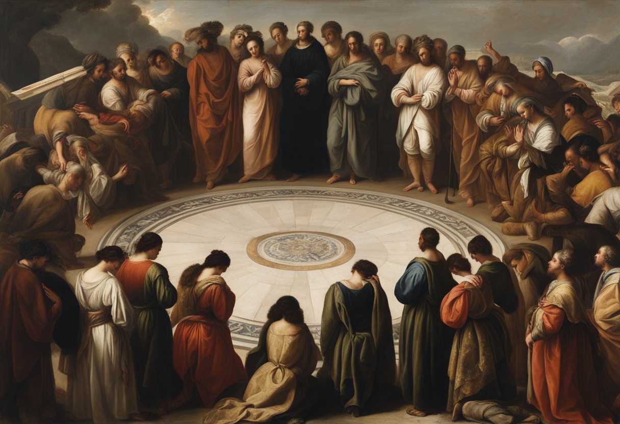 Group-of-diverse-individuals-stand-in-a-circle-heads-bowed-in-prayer-for-the-environment_utoo