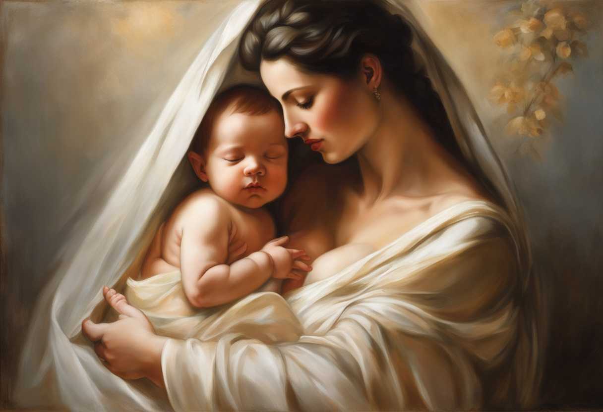 A-mother-cradles-her-newborn-bathed-in-soft-morning-light-love-and-joy-radiate_akdc