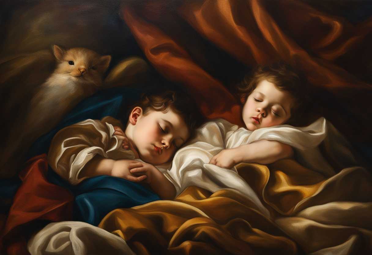 Children-sleeping-peacefully-surrounded-by-soft-light-cozy-blankets-and-plush-toys_xbds
