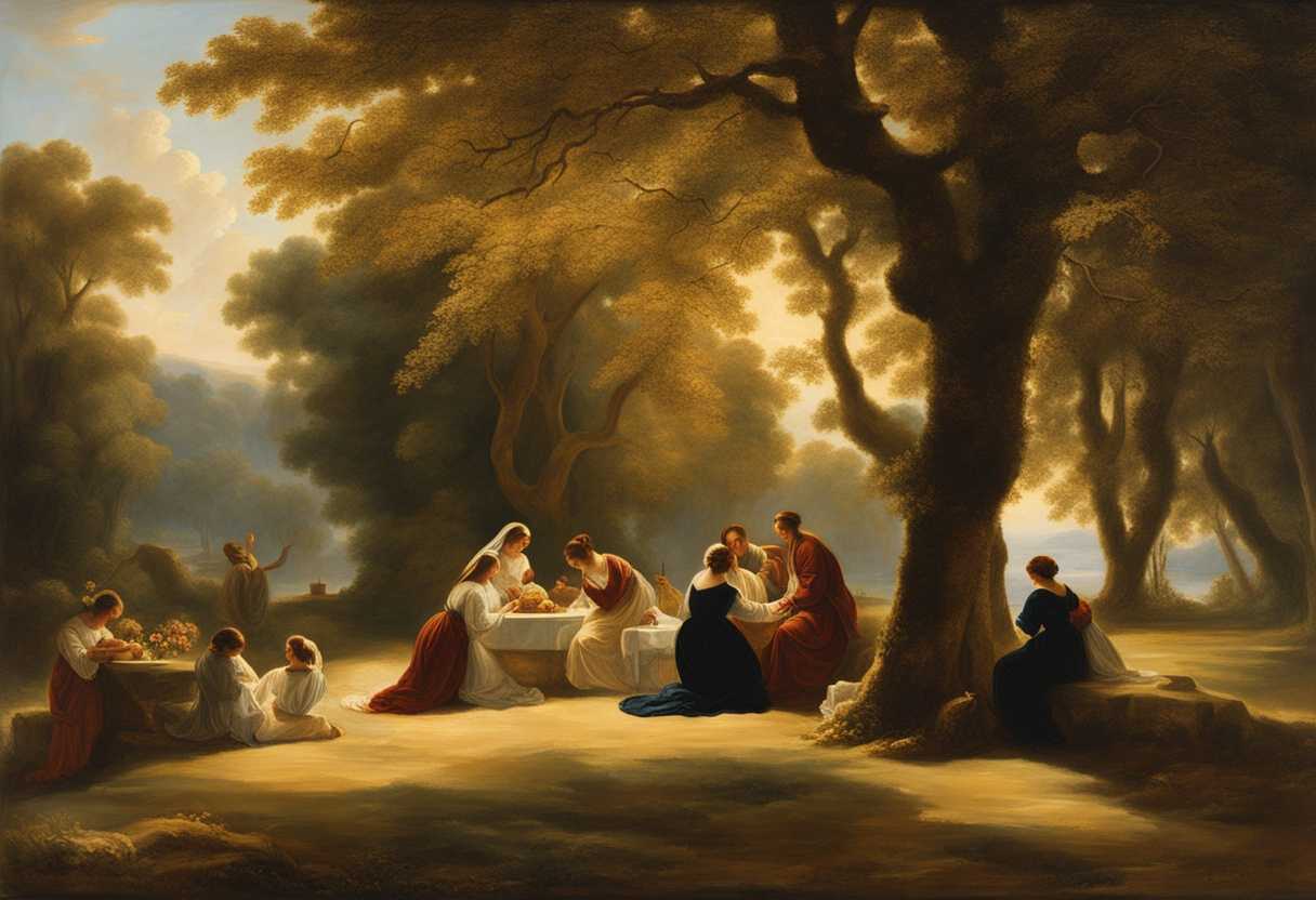 Families-in-prayer-under-sunlit-trees-sharing-love-hope-and-gratitude-in-nature's-embrace_pgjw