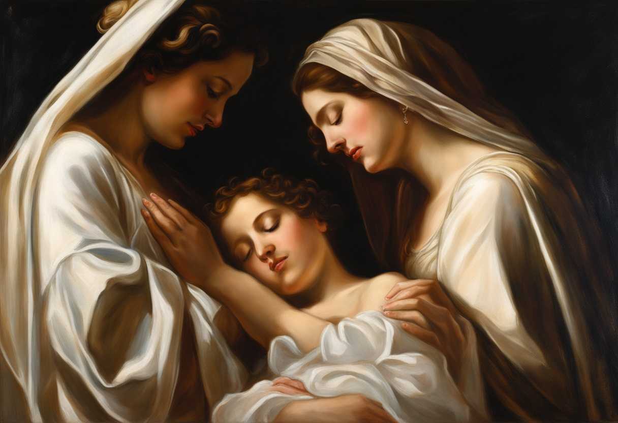 Couple-and-surrogate-mother-embrace-in-prayer-bathed-in-soft-light-sharing-profound-moment_yzvi
