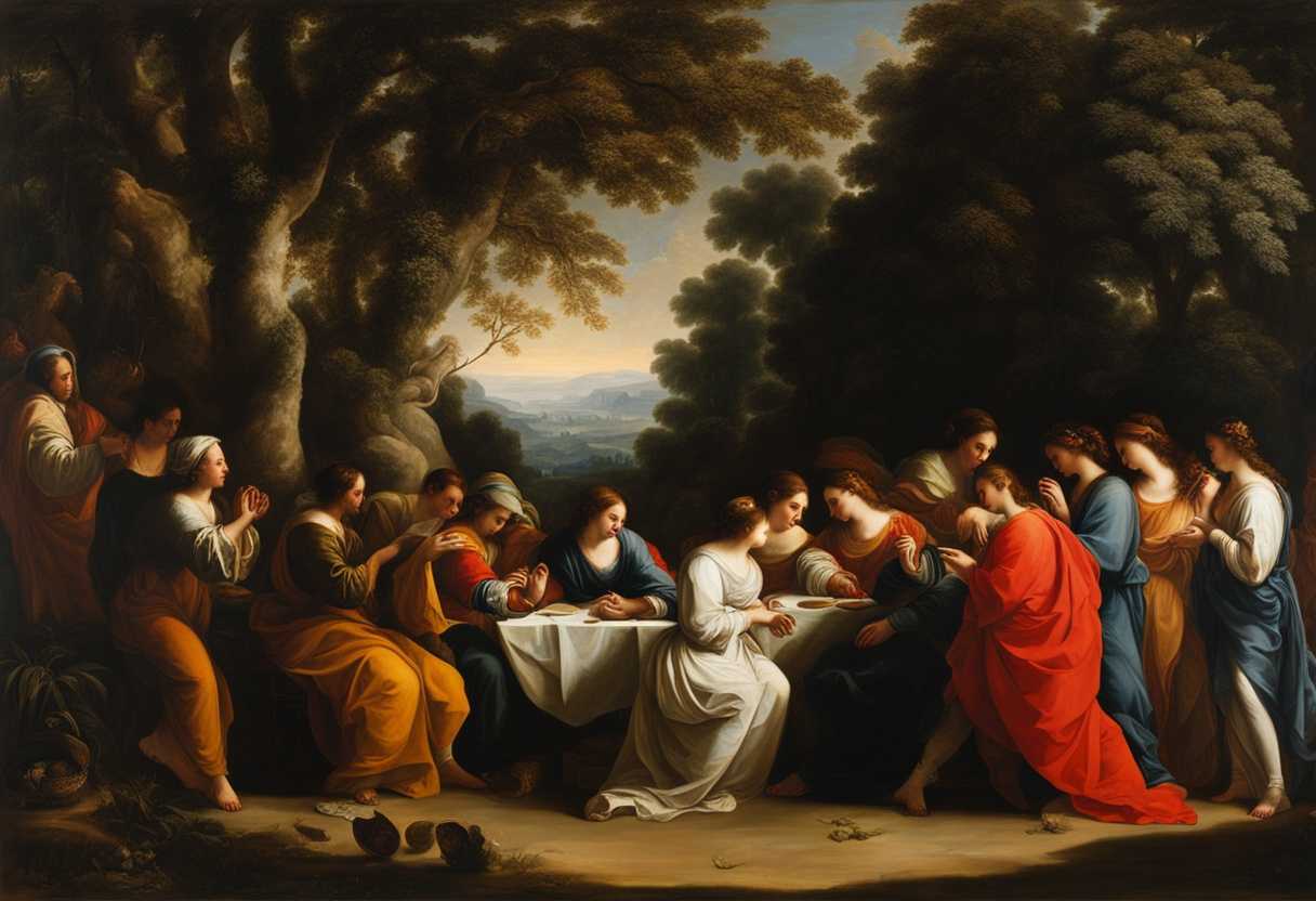 A-serene-gathering-under-trees-hands-clasped-reflecting-unity-and-spirituality-in-nature_fvbt