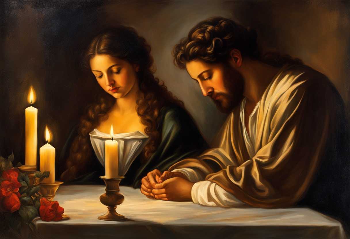 Family-in-prayer-heads-bowed-candles-flickering-warm-light-serene-expressions-of-hope_kgfp