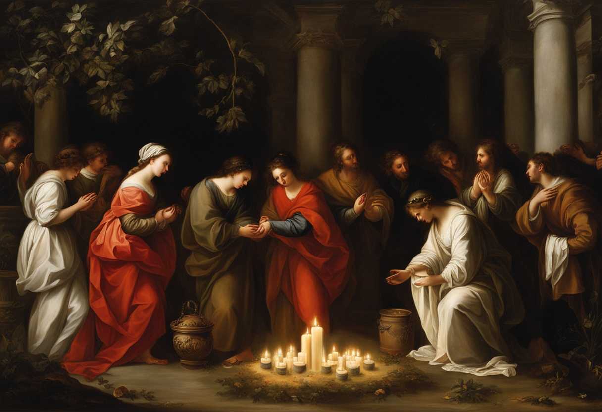 A-serene-gathering-in-nature-individuals-praying-candles-flickering-hearts-open-in-unity_msnc