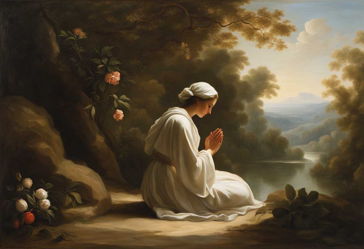 A-serene-figure-in-prayer-embraced-by-nature's-tranquility-and-soft-filtering-light_ltzl