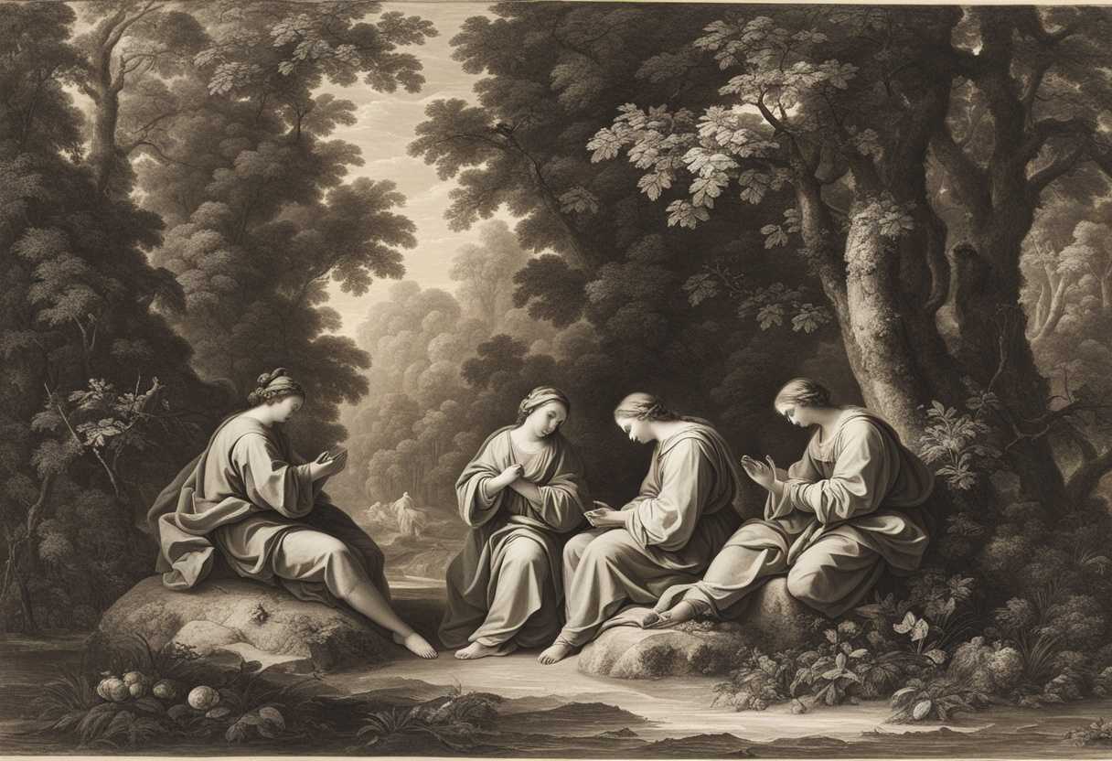 A-serene-forest-scene-with-individuals-in-prayer-embracing-nature's-tranquility-and-connection_vljv
