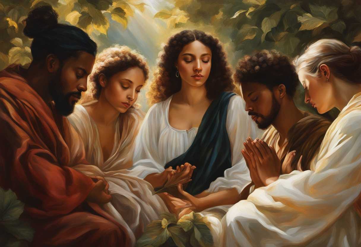 A-diverse-group-prays-in-nature-sunlight-filtering-through-leaves-embodying-peace-and-unity_bvzm