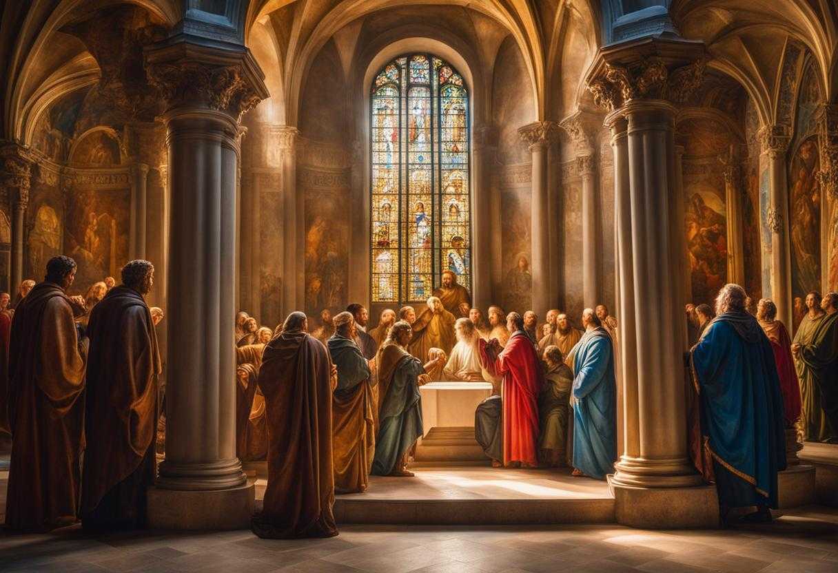 saint-bartholomew-statue-surrounded-by-people-in-prayer-soft-light-filtering-through-stained-glass-_hdww