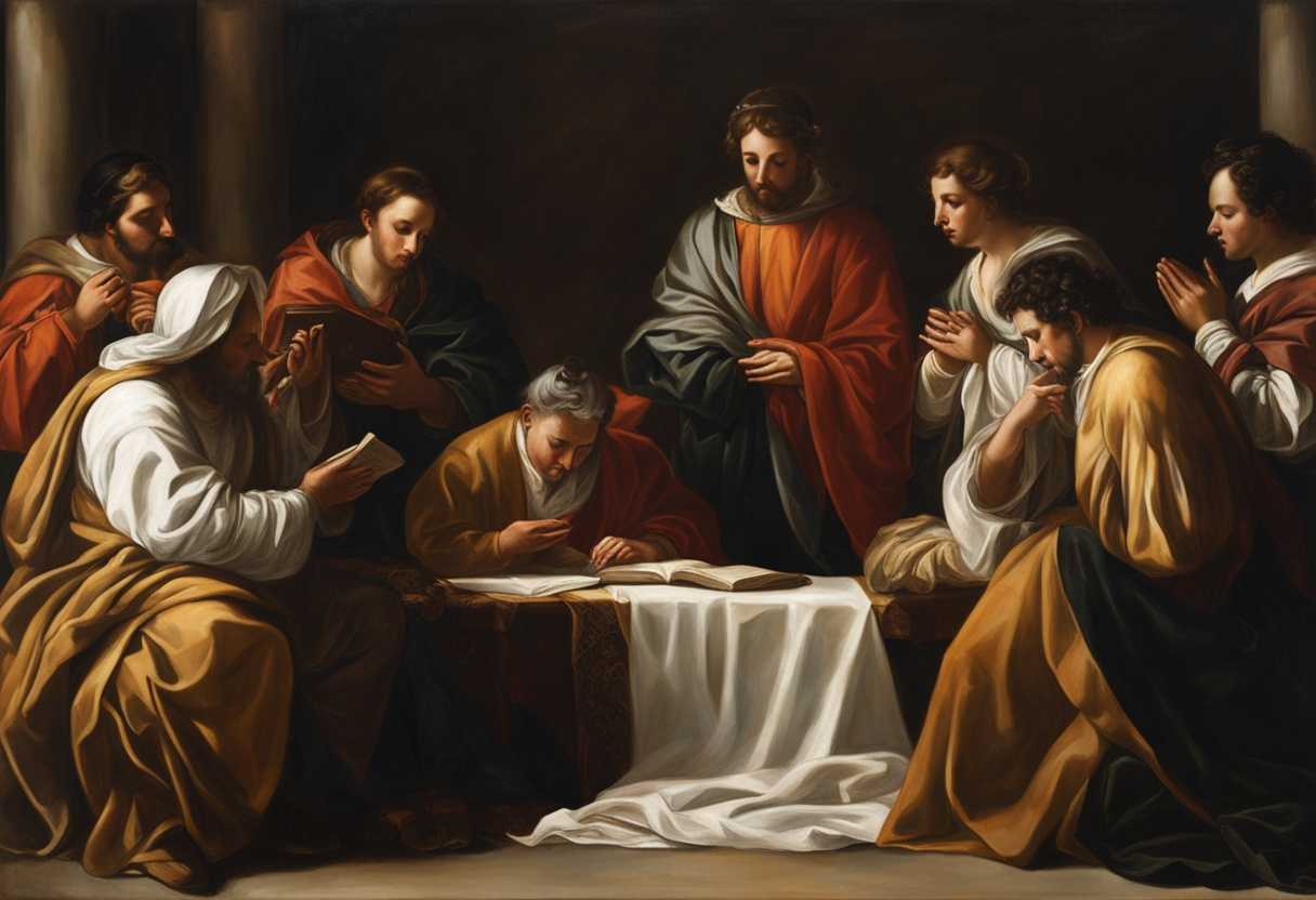 A-group-of-individuals-peacefully-reciting-religious-verses-finding-solace-and-strength-in-prayer_xskh