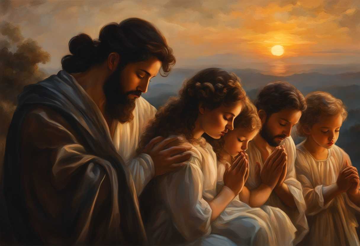 Family-praying-at-sunset-heads-bowed-hands-clasped-united-in-faith-and-determination_dpxs