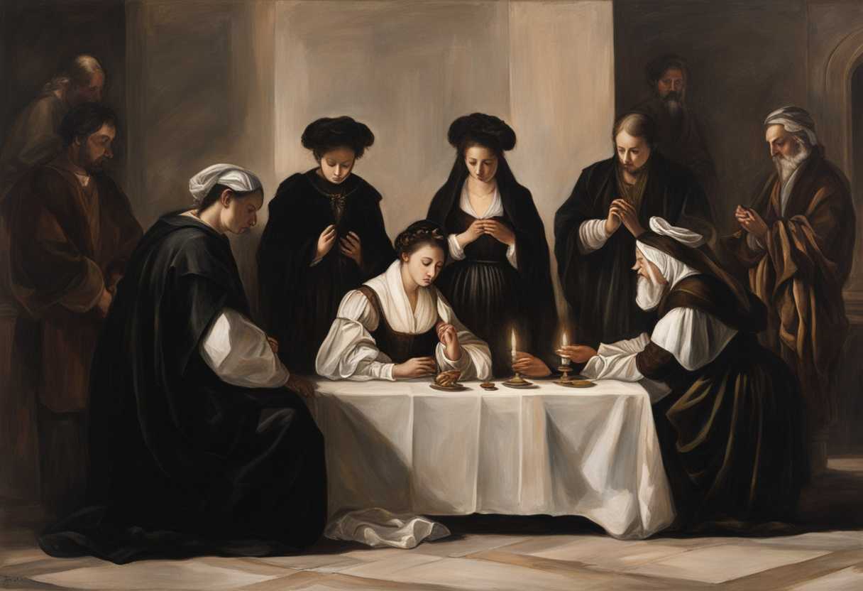 Family-gathers-in-traditional-attire-heads-bowed-in-prayer-flickering-candlelight-deep-sense-of-l_fkzm