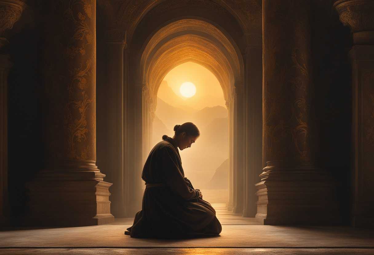 A-person-kneels-in-quiet-reverence-before-a-glowing-religious-symbol-at-dawn_ouhk