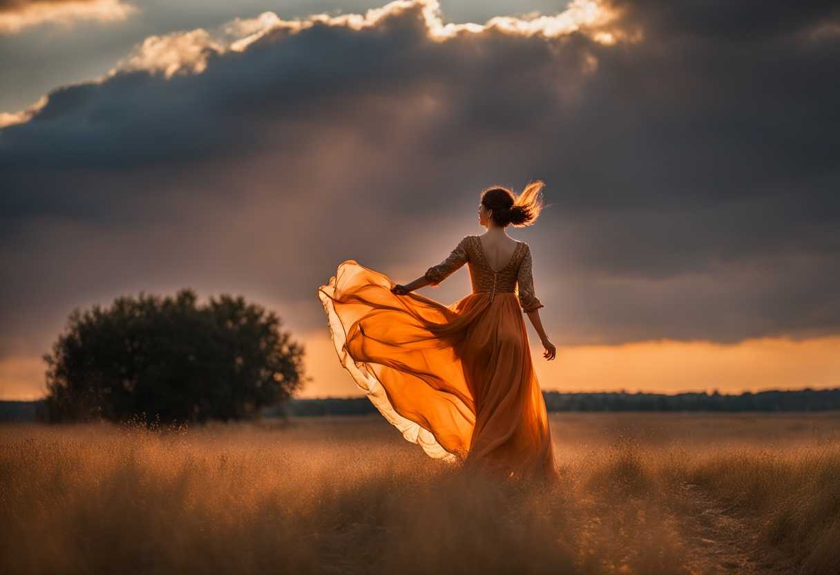 Elegant-woman-strolls-confidently-in-the-warm-sunset-her-dress-swaying-gracefully-in-the-breeze_aana