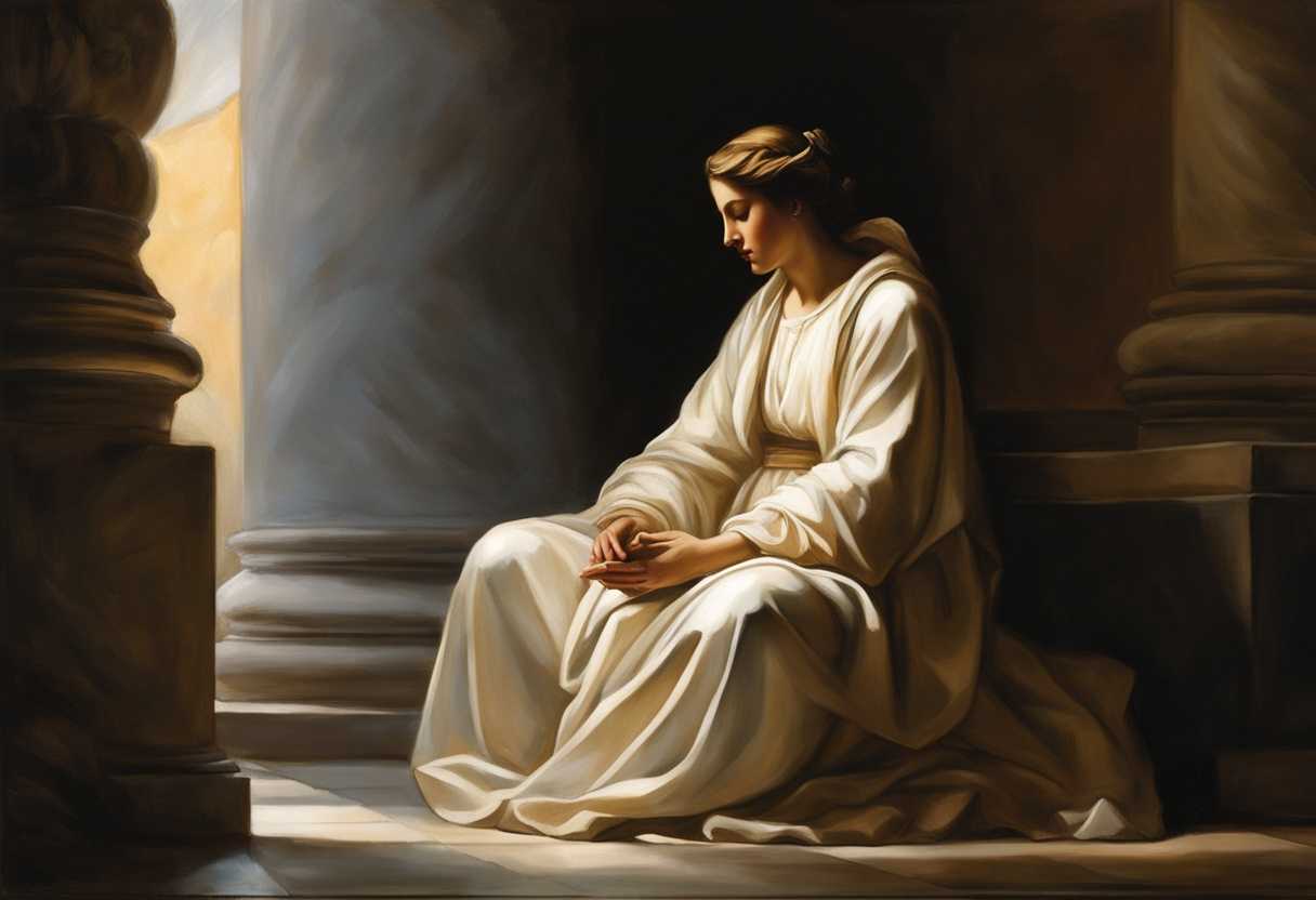 A-serene-figure-in-prayer-surrounded-by-soft-light-symbolizing-courage-and-tranquility-peaceful-a_aobq