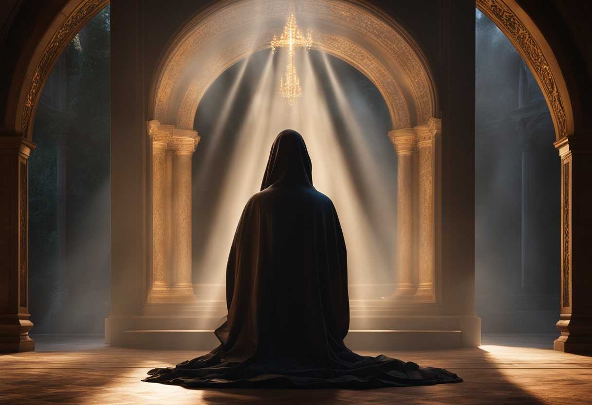 Serene-figure-in-prayer-beneath-a-protective-canopy-surrounded-by-glowing-light-peaceful-ambiance-_dsoi