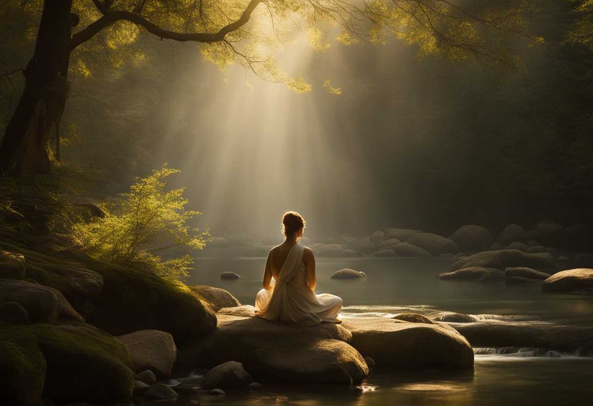 Serene-figure-meditating-in-nature-surrounded-by-soft-light-symbolizing-inner-peace-and-clarity_pebs