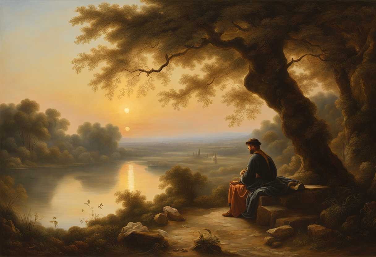 A-serene-landscape-with-a-gentle-sunrise-a-weary-traveler-resting-hopeful-and-rejuvenated_cyzd