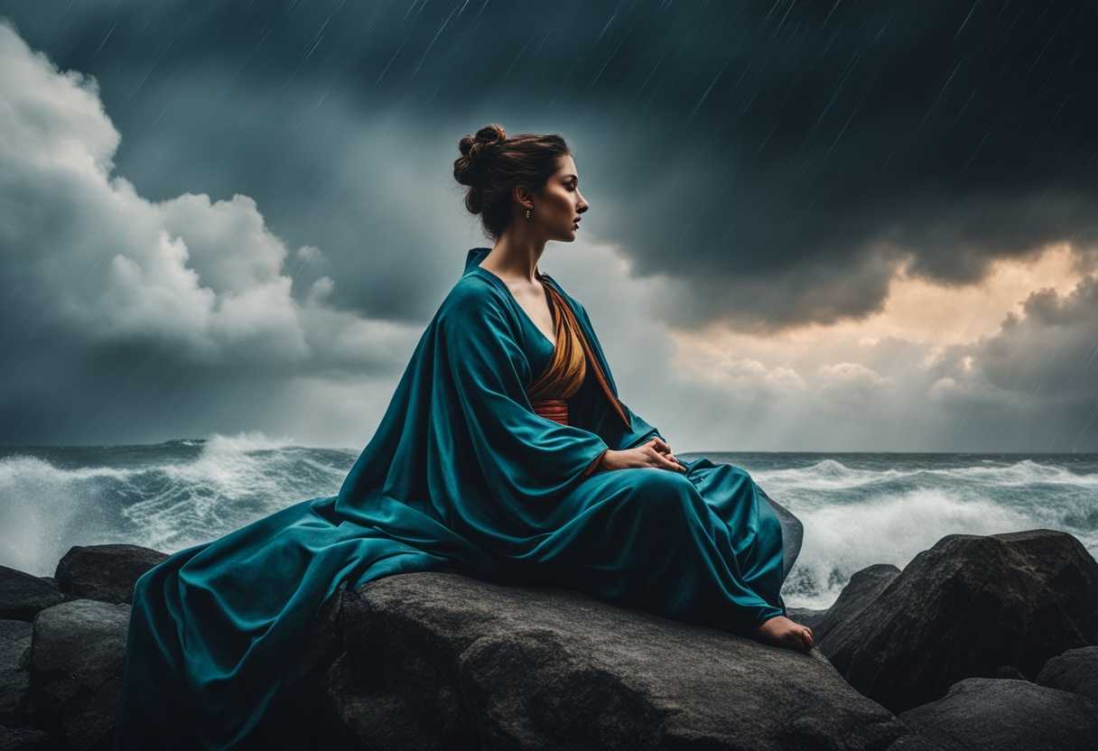Serene-figure-meditating-amidst-a-storm-calm-expression-vibrant-colors-dramatic-contrast-8k-reso_xgxt