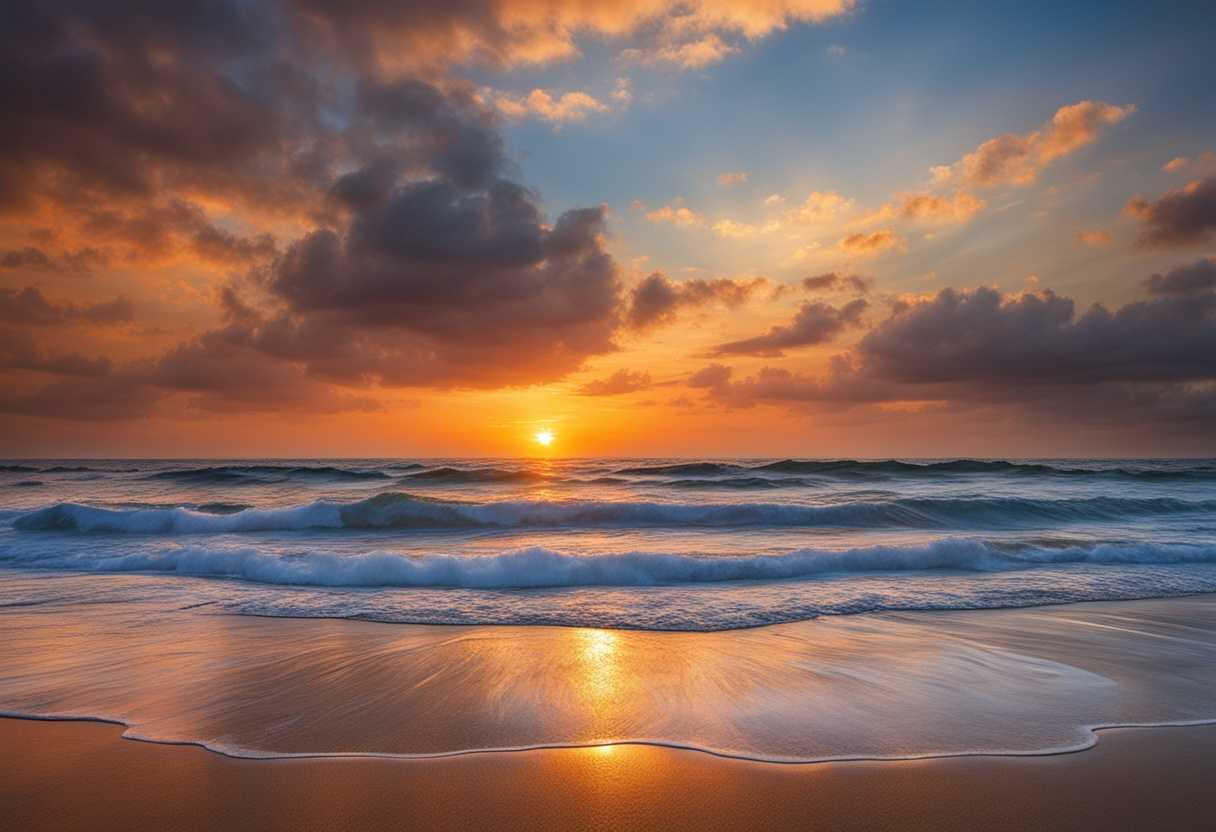 Serene-beach-at-sunset-single-set-of-footprints-gentle-waves-symbolizing-divine-support-and-faith_nsmm
