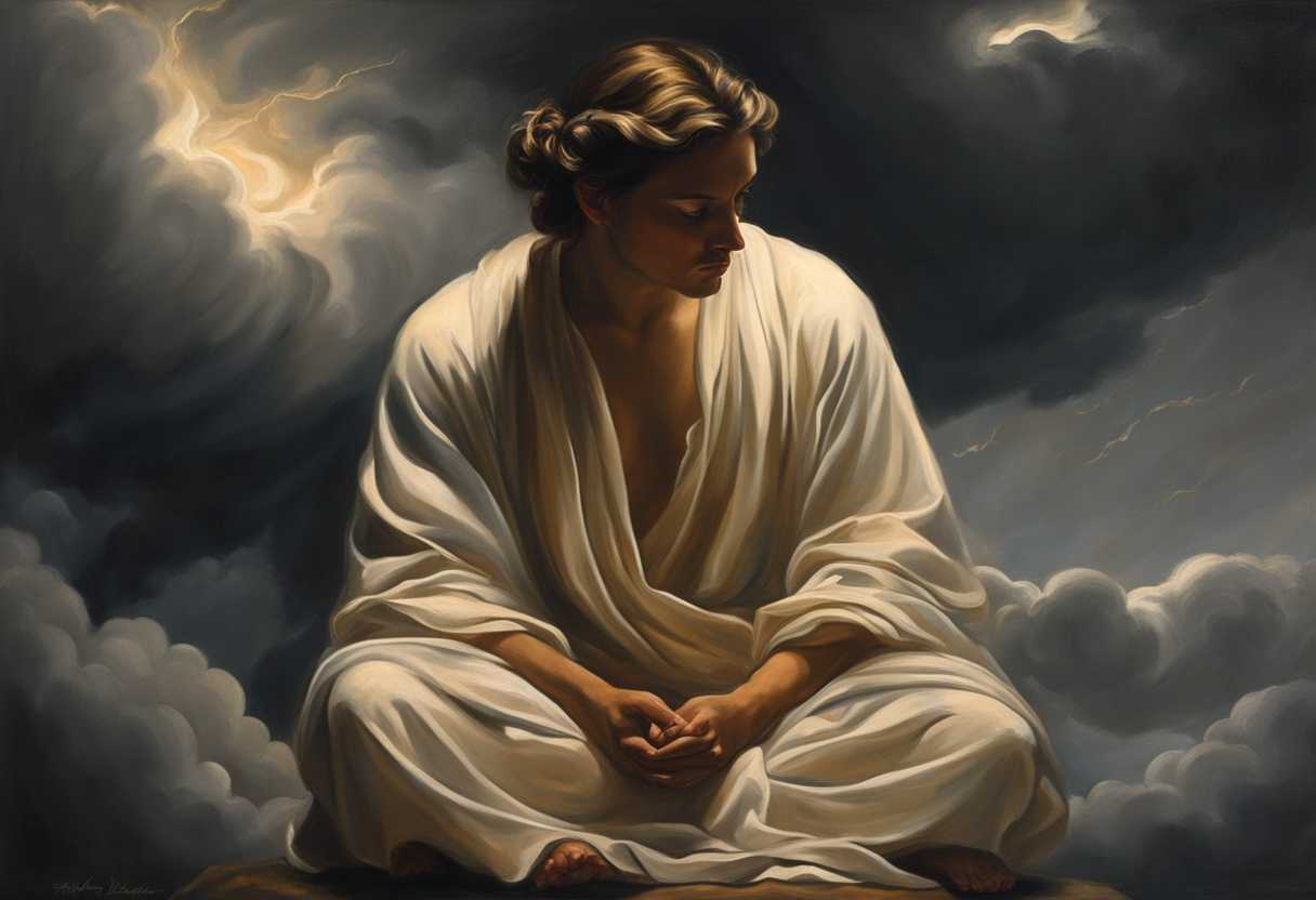 A-serene-figure-meditating-under-a-stormy-sky-hands-clasped-surrounded-by-glowing-light-hopeful_tmst