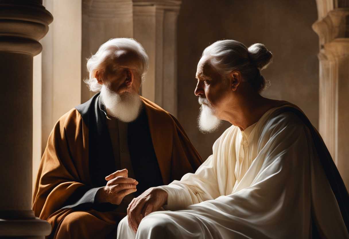 Person-seeking-wisdom-from-a-wise-elder-serene-setting-soft-light-tension-in-the-air_bscr
