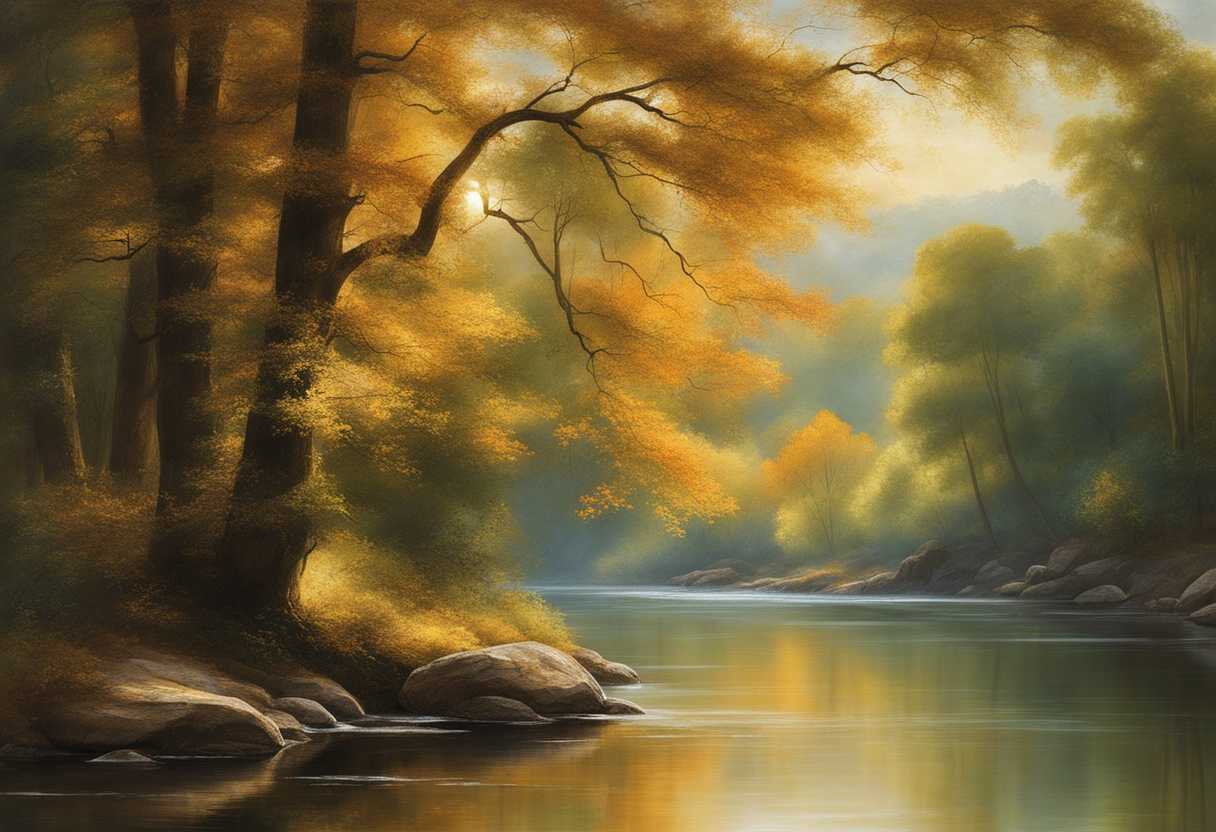 Serene-landscape-gentle-sunlight-filtering-through-trees-calm-water-reflecting-tranquility-peacef_npsk
